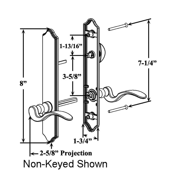 Ashland True Elegance 8" Arch Top Passive Handleset for Inactive Hinged Doors