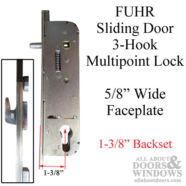 Fuhr 3-Hook Sliding Patio Door Lock for 6' 8" Doors – 35mm Backset, 120mm PZ