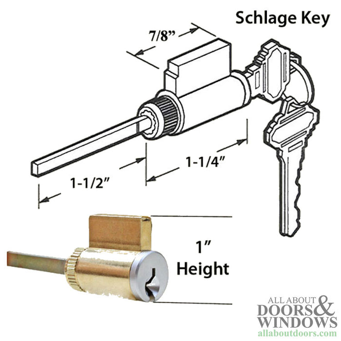 Emtek American Replacement Cylinder – Schlage SC1 Keyway, Flat Tail Piece