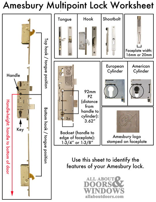 GU P2000 Active Lower Gear with Shootbolt – 45mm Backset, 92mm PZ, 36" Handle Height