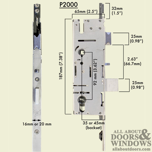 GU P2000 Active Lower Gear with Shootbolt – 45mm Backset, 92mm PZ, 36" Handle Height