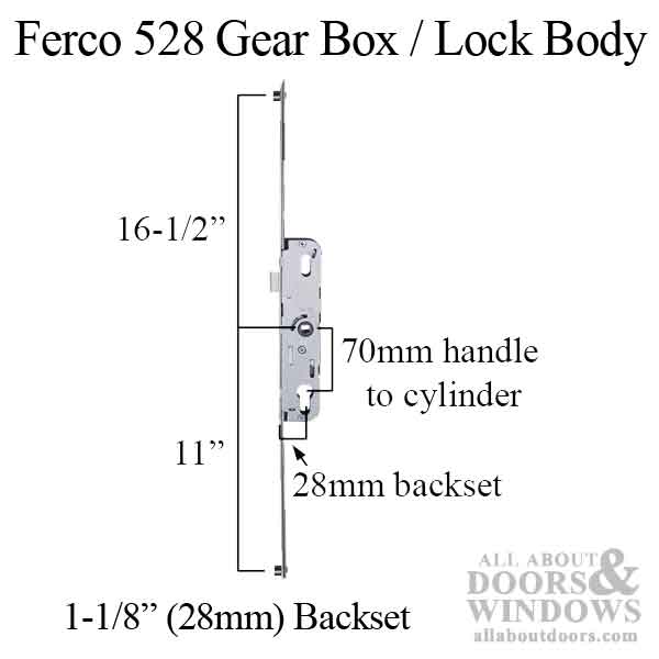 Atrium/Ferco Multipoint Lock Bottom Gear – 28mm Backset, 70mm Handle Spacing