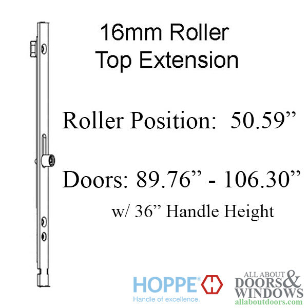 Hoppe Top Extension – 16mm Faceplate, Manual Two-Roller, 68.70" Length