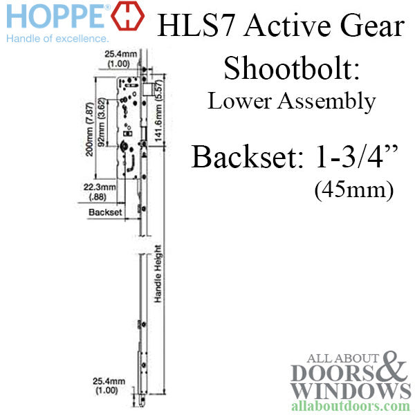 Hoppe HLS7 Active Gear with Shootbolt – 45mm Backset, 92mm PZ, Right Hand