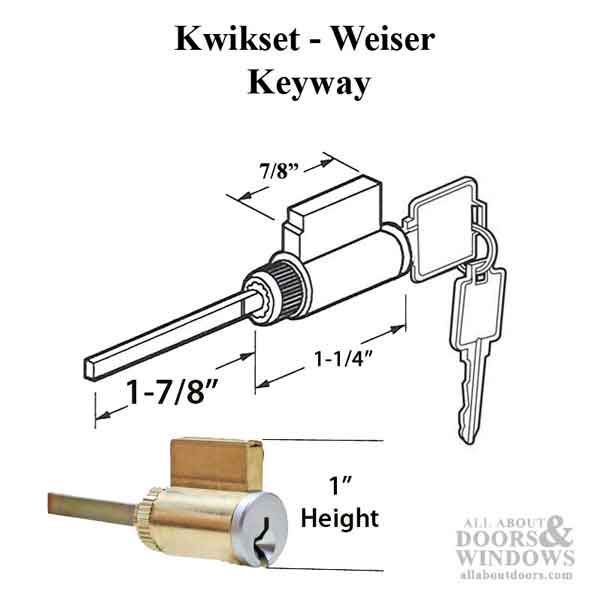 Keyed Cylinder with Flat Tailpiece – Black, 1" Height