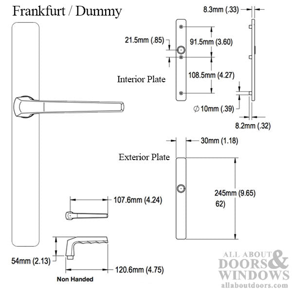 Hoppe Frankfurt Dummy Handleset for Multipoint Doors – Silver