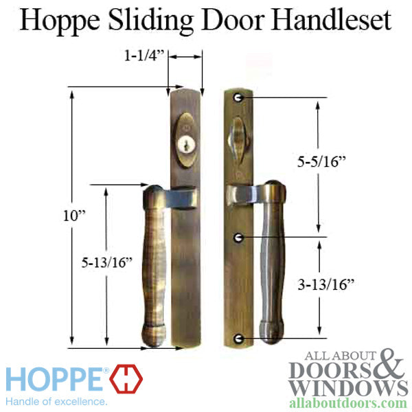 Hoppe Sliding Door Handleset Trim – Active/Keyed, Antique Brass