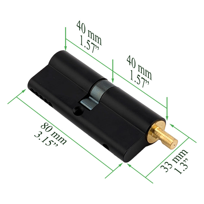 Emtek Euro Profile Cylinder for 2-1/4" Doors – 80mm Length