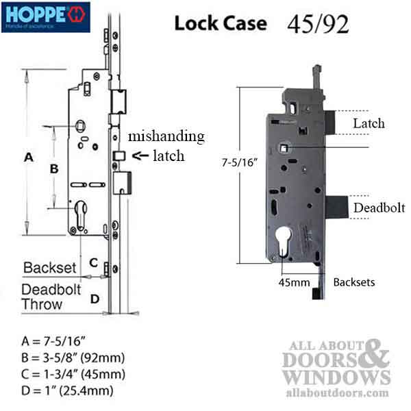 Hoppe Bottom Gear – 45mm Backset, 37" Handle Height, Roller Version