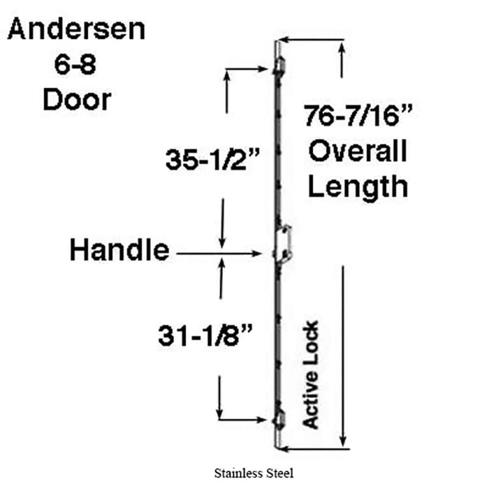 Andersen Active Multipoint Lock for 6' 8" Frenchwood Hinged Doors – 50.8mm Backset, 106.4mm PZ