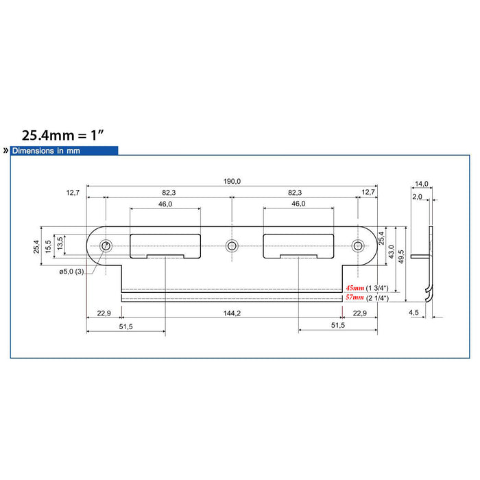 Ferco Full Lip Middle Keeper Strike Plate – 1-3/4" Door, Stainless Steel
