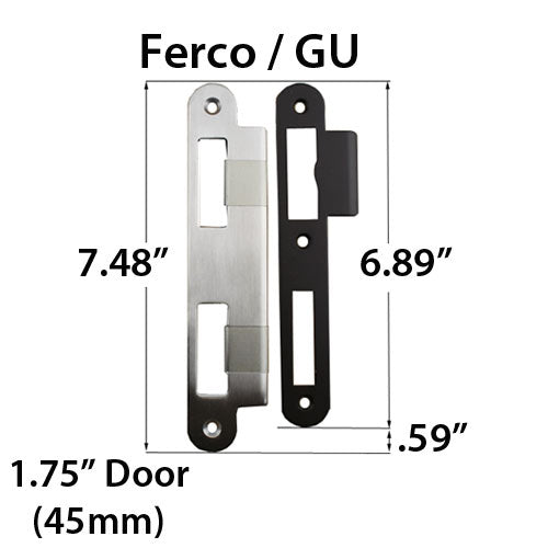 Ferco Full Lip Middle Keeper Strike Plate – 1-3/4" Door, Stainless Steel