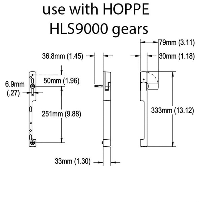 Hoppe Dallas Sliding Door Handle – Right Hand, Alpine Frost