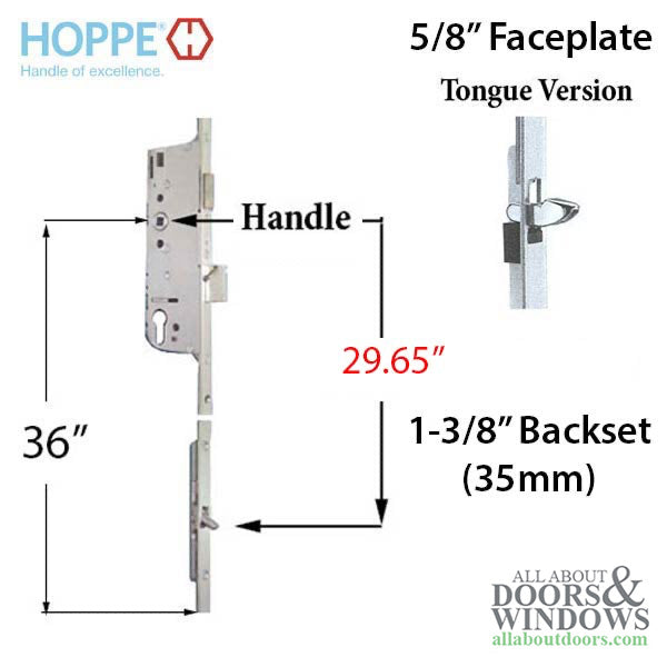 Hoppe Multipoint Gear with Tongue – 35mm Backset, 92mm PZ, 36" Handle Height