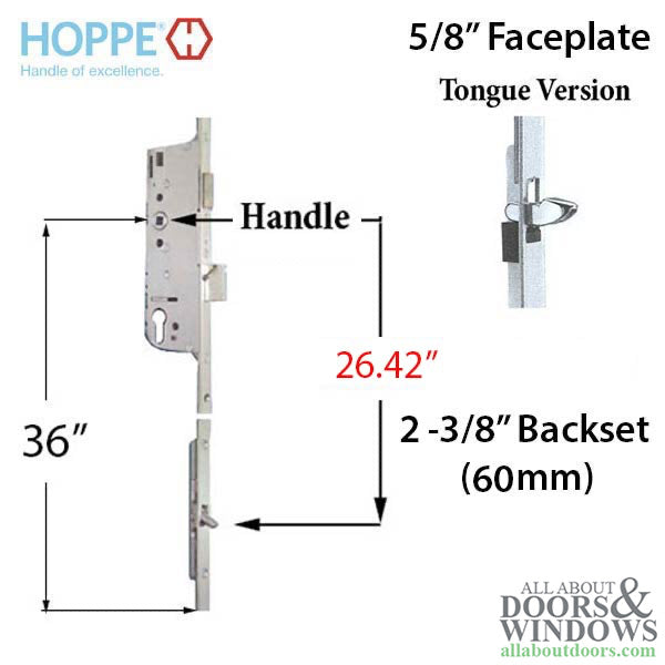 Hoppe HLS9000 Bottom Gear – 60mm Backset, 92mm PZ, 36" Handle Height