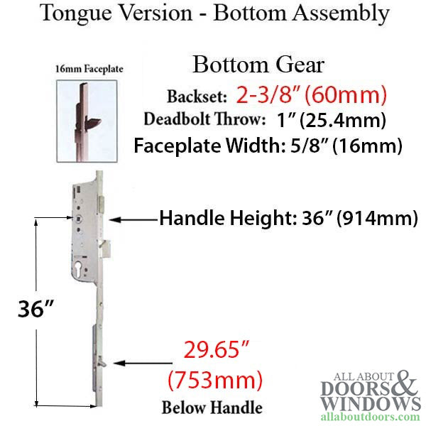 Hoppe HLS9000 Multipoint Lock Gear – 60mm Backset, 92mm PZ, 36" Handle Height