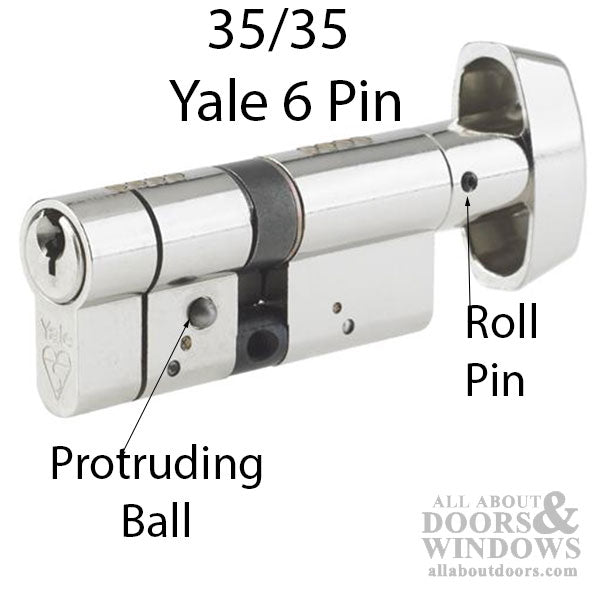 Yale Anti-Snap Euro Key & Turn Cylinder – 35/35, Satin Brass