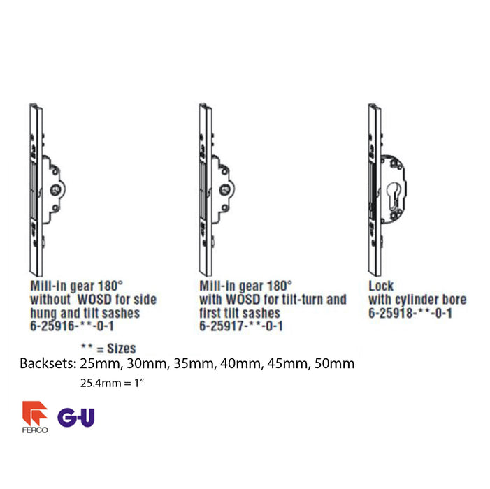 GU Lower Lock Assembly for Side Hung and Tilt Sash – 35mm Backset
