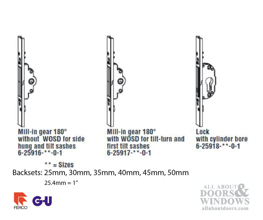 GU Mortise Lock with Cylinder Bore – 35mm Backset, 200mm PZ
