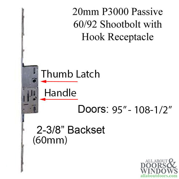 Amesbury Passive 2-Point Multipoint Lock P3000 Series – 60mm Backset, 92mm PZ, Key Above Handle