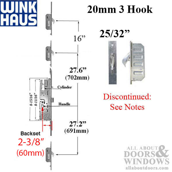 Winkhaus One Motion Lock Replacement for 8' Doors – 60mm Backset, 92mm PZ