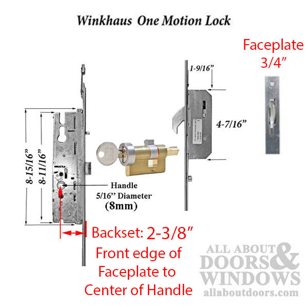 Winkhaus One Motion Lock Replacement for 8' Doors – 60mm Backset, 92mm PZ
