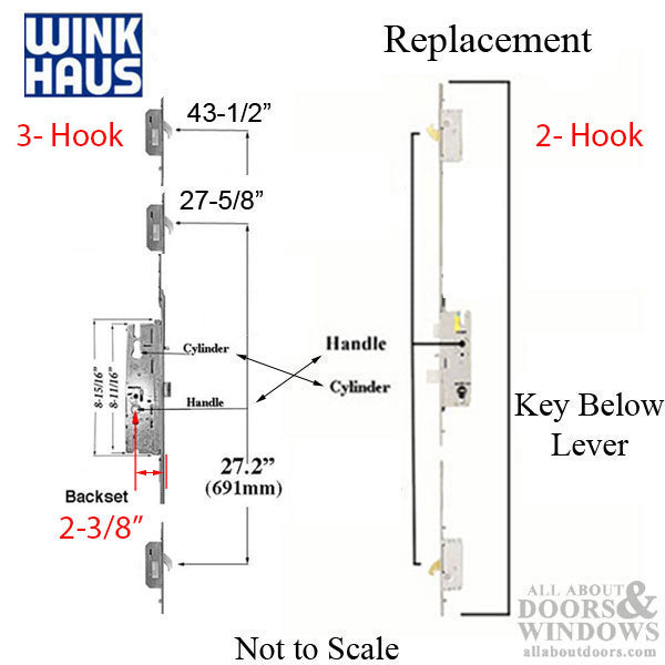 Winkhaus One Motion Lock Replacement for 8' Doors – 60mm Backset, 92mm PZ