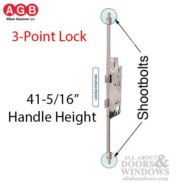AGB Unitop 3-Point Multipoint Lock with Shootbolts – 92mm PZ, Variable Backset
