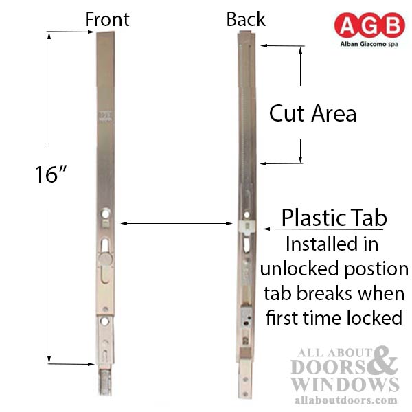 AGB Unitop Extension for Multipoint Locks – 200-400mm Length, Silver