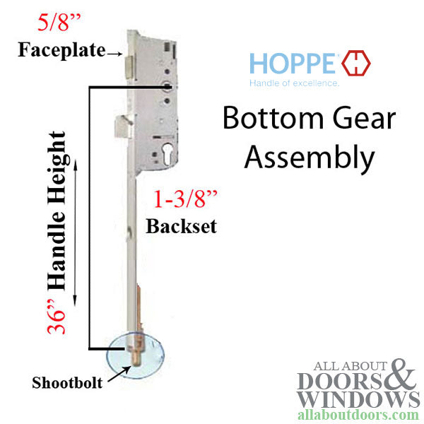 Hoppe HLS9000 Bottom Gear – 35mm Backset, 36" Handle Height