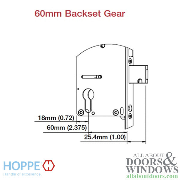 Hoppe Multipoint Lock – 60mm Backset, 16mm Faceplate, Manual Shootbolt
