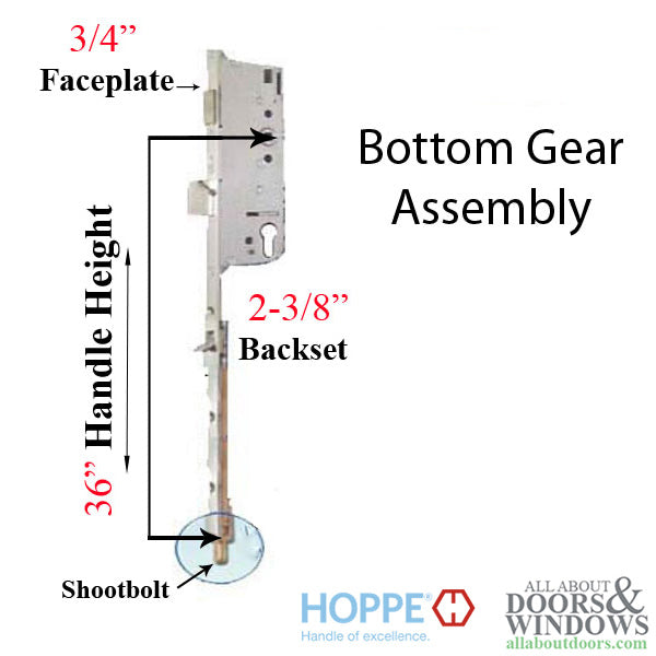 Hoppe Manual Shootbolt – 60mm Backset, 20mm Faceplate, 36" Handle Height