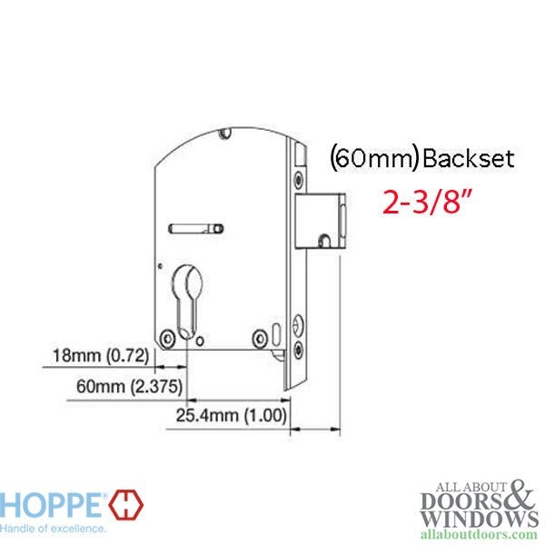 Hoppe Manual Shootbolt – 60mm Backset, 20mm Faceplate, 36" Handle Height