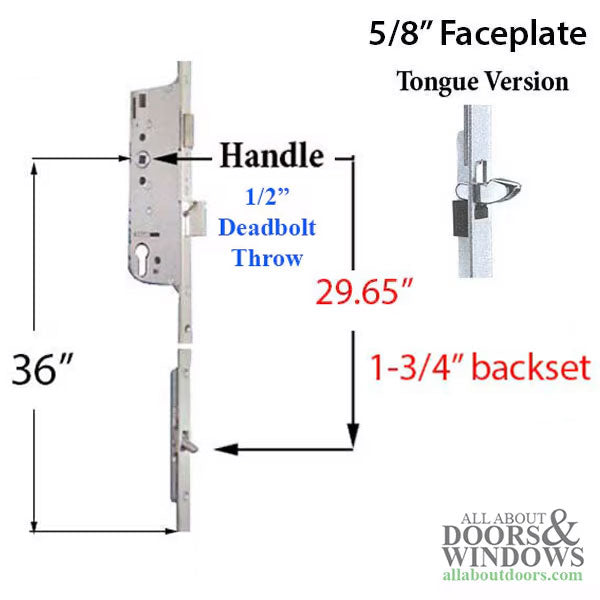 Hoppe Multipoint Lock Bottom Gear – 45mm Backset, 92mm PZ, Tongue Version
