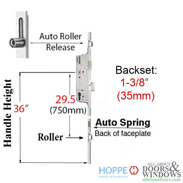 Hoppe HLS9000 Bottom Gear – Two Roller, 35mm Backset, Automatic Locking