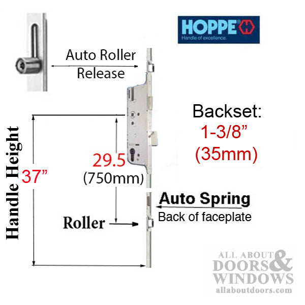 Hoppe Automatic Gear Bottom Assembly – 35mm Backset, 92mm PZ, 37" Handle Height