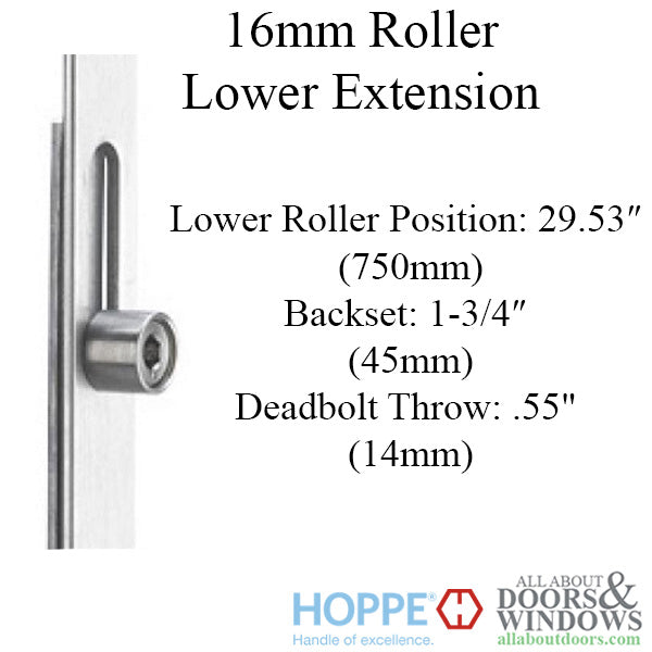 Hoppe HLS9000 Bottom Gear – Manual Two Roller, 45mm Backset, 36" Handle Height