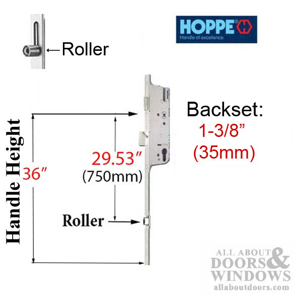 Hoppe HLS9000 Bottom Gear for Active Door – 35mm Backset, Two Roller