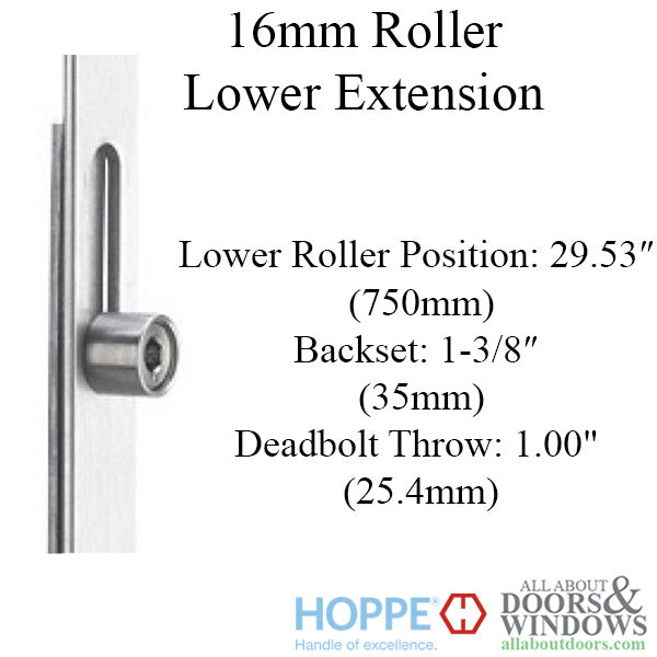 Hoppe HLS9000 Bottom Gear for Active Door – 35mm Backset, Two Roller