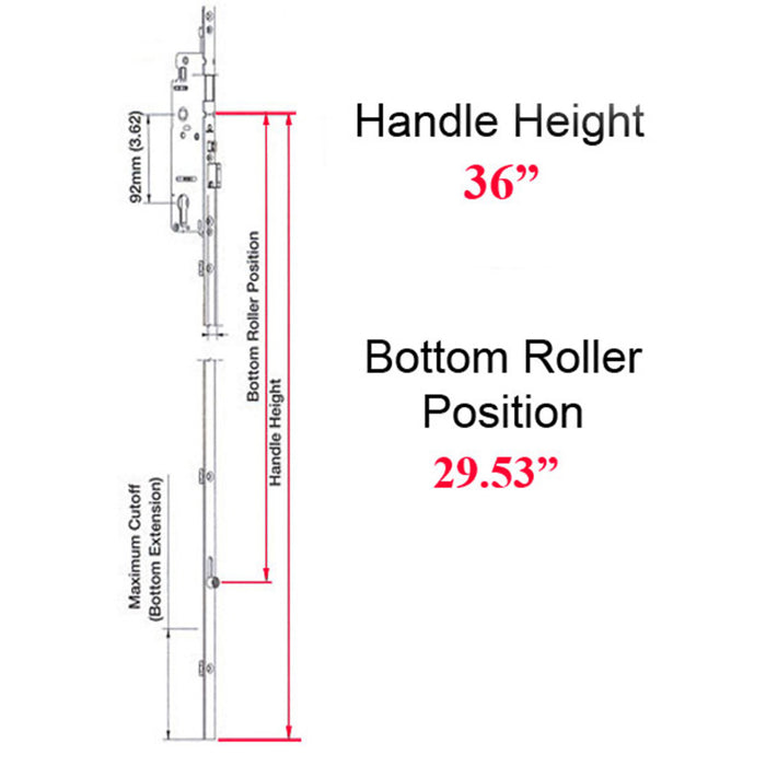 Hoppe HLS9000 Bottom Gear for Active Door – 35mm Backset, Two Roller