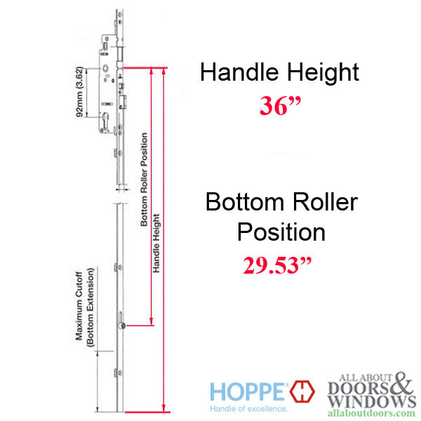 Hoppe HLS9000 Bottom Gear – Two Roller, 45mm Backset, Manual Locking