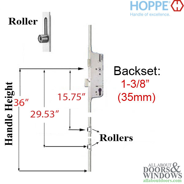 Hoppe HLS9000 Manual Locking Bottom Gear – 35mm Backset, 4 Roller