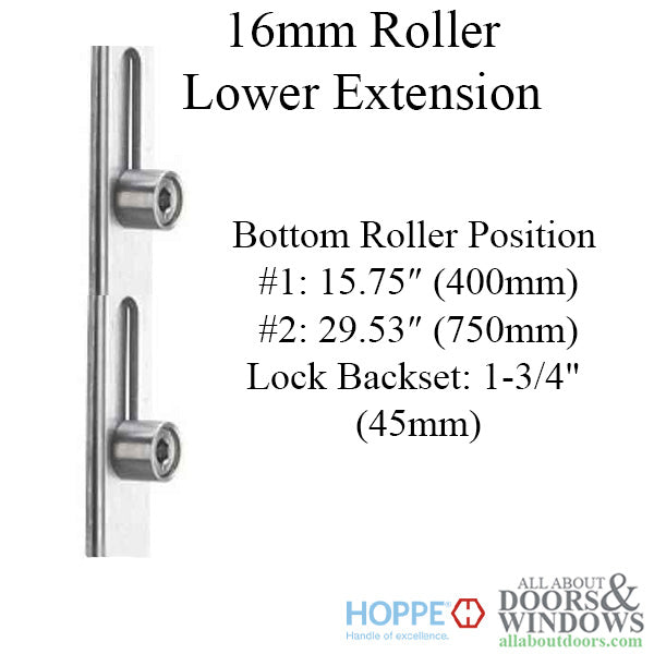 Hoppe HLS9000 Manual Locking Bottom Gear – 45mm Backset, 36" Handle Height, 4-Roller