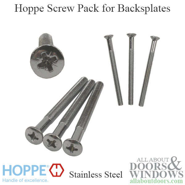 Hoppe Backplate Screw Pack – M5 x 65mm, Polished Chrome