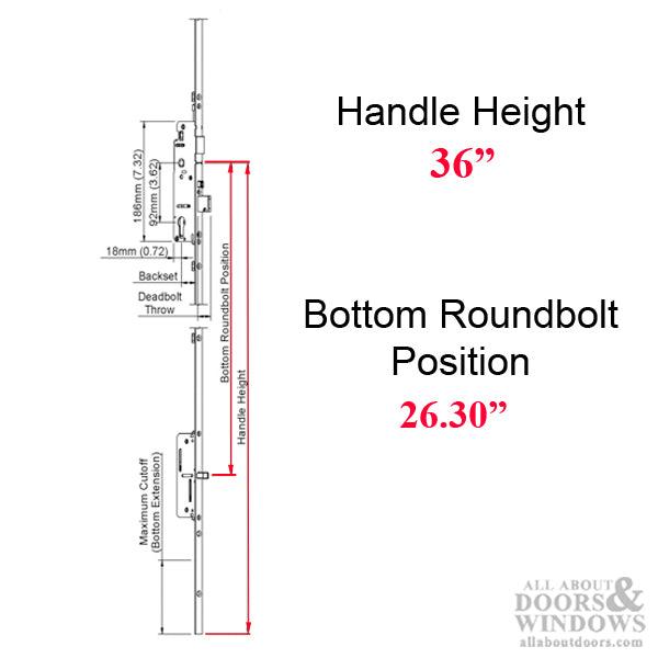 Hoppe Manual Roundbolt Bottom Gear – 35mm Backset, 16mm Faceplate