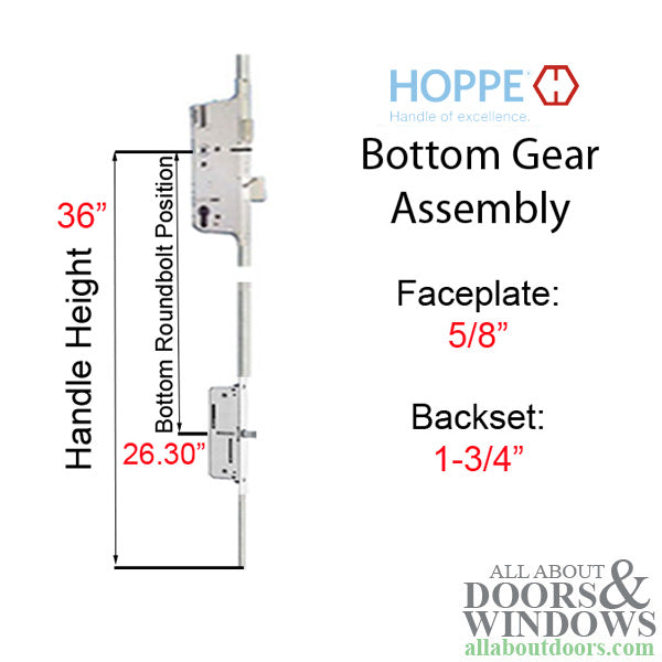 Hoppe HLS9000 Multipoint Lock Bottom Gear – 45mm Backset, Manual Version