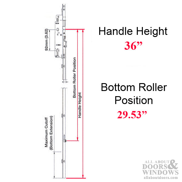 Hoppe HLS9000 Bottom Gear – Roller Version, Automatic Locking, 45mm Backset