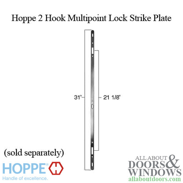 Hoppe 2-Hook Sliding Door Multipoint Lock – 30mm Backset, 20mm Faceplate