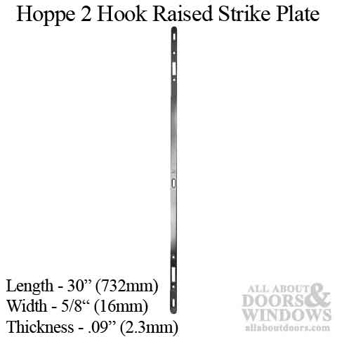 Hoppe 2-Point Sliding Door Lock Strike Plate – 30" Length, 16mm Faceplate