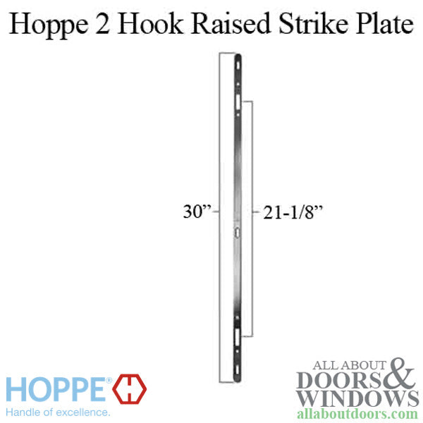 Hoppe 2-Point Sliding Door Lock Strike – 30" Length, Brushed Stainless Steel